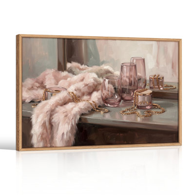 Soft Pink Canvas Wall Art Oil Painting Print Set Of 1