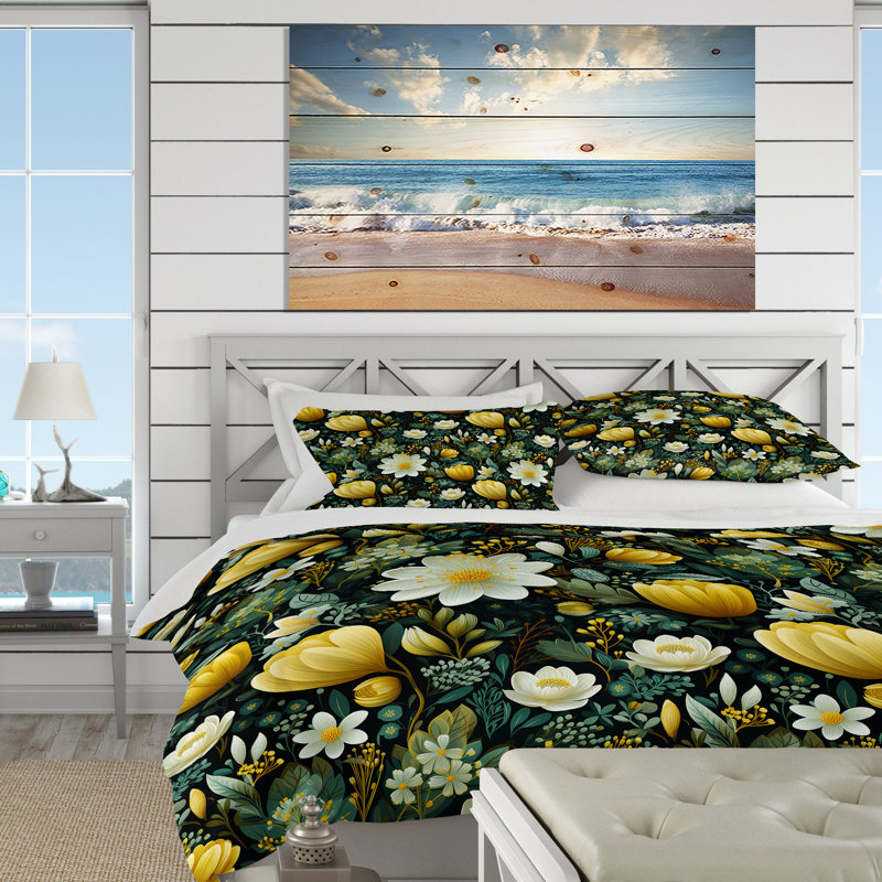 Literie Botanical Bliss Boho Pattern II, Housse de couette pour grand lit et 2 taies décor