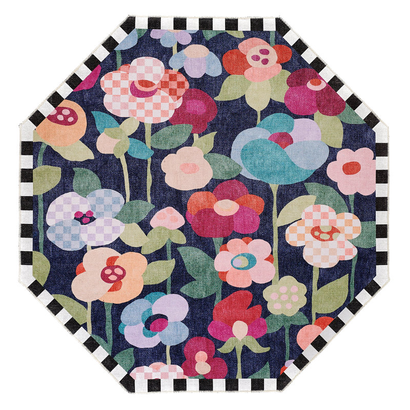 Posie Field Washable Rug, Octagon 6'