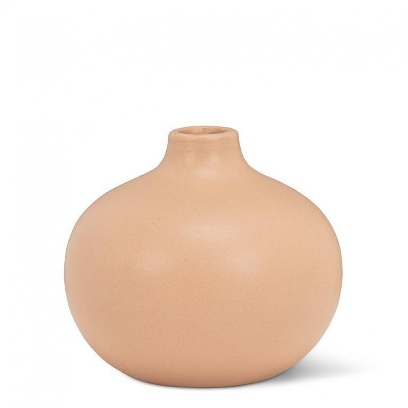 Ball Bud Vase, Tan, 3" H x 3.50" W x 3.50" D