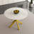 White Round Dining Table Extendable to 59" Carbon Steel X-Base  29.53"H x 43.31"D x 59.06"W