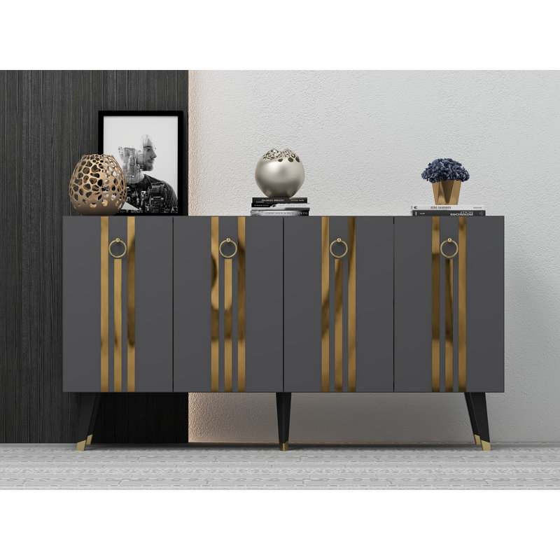 Jacobi 150cm Console Table, Grey/Gold
