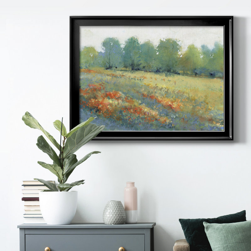 Paysage champêtre I - peinture encadrée, Noir, H 18,5 po x l 24,5 po x P 1 po, Pas de tapis