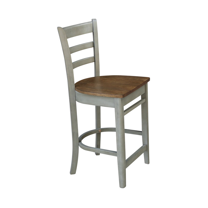 Marasco Solid Wood Counter Stool, Hickory/ Stone Frame