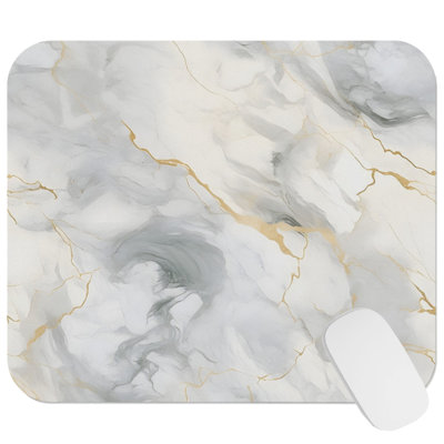 Abstract Gray & Gold Geode Crystal Dream Crystals Geode Modern Marble Agate Fractal Gaming Cute Office Laptop Desk Pad Gift Mat Square Rectangle Non-Slip Mousepad