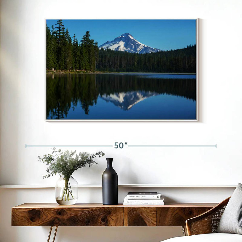 Mount Hood Reflection, Floating Frame White, 43" X 29"