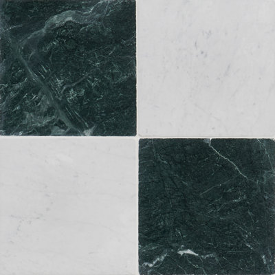 Avanti 12 in. x 12 in. Tumbled Marble Checkerboard 12 in. x 12 in. Polished Marble Tile