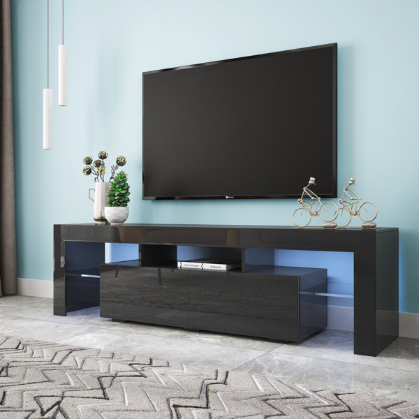 Alta 01 TV Stand for TVs up to 80, Modern High Gloss 71 Entertainment  Center, TV Media Console with Storage Cabinets and LED Lights