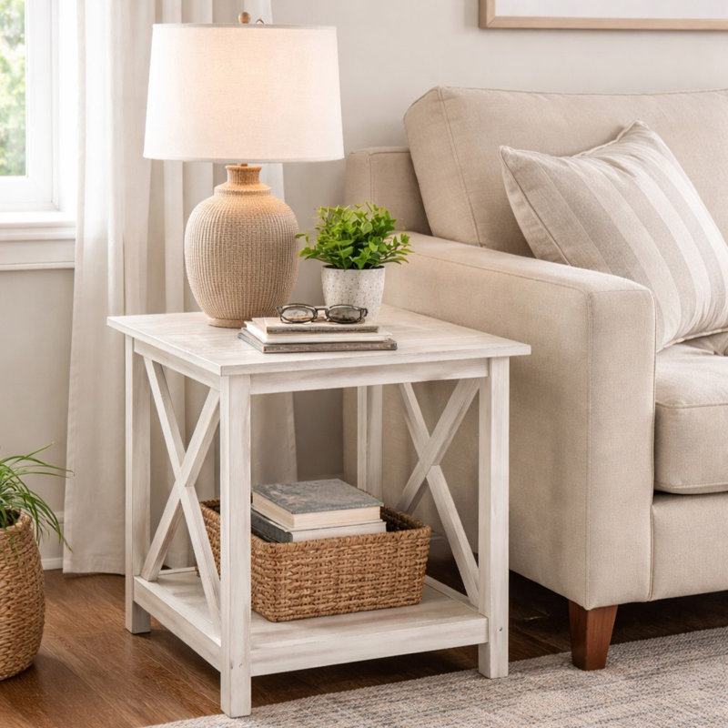 Williamsbridge Top End Table with Storage, 24" H x 22" W x 22" D