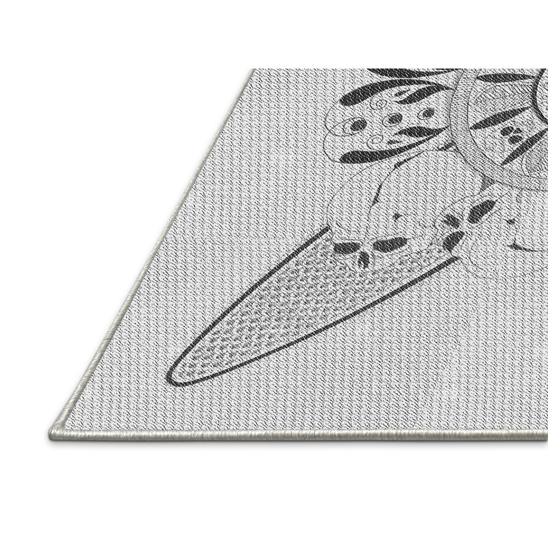 Tapis blanc/noir à motifs, Rectangle 2 pi x 4 pi