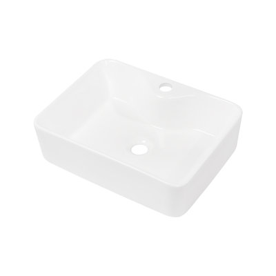Lavabo vasque rectangulaire en céramique blanc avec trou pour robinet 19 po x 15 po