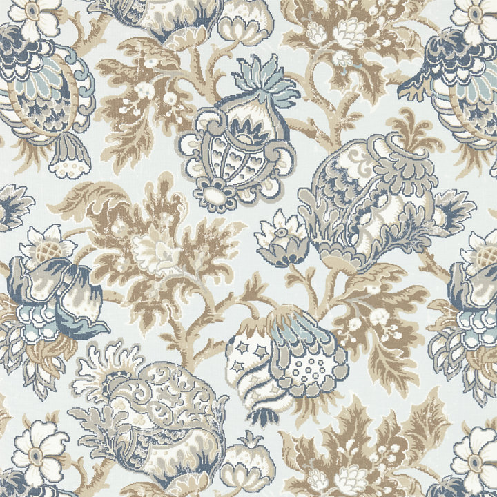 Merchante Canterbury Linen Print Fabric, Sky