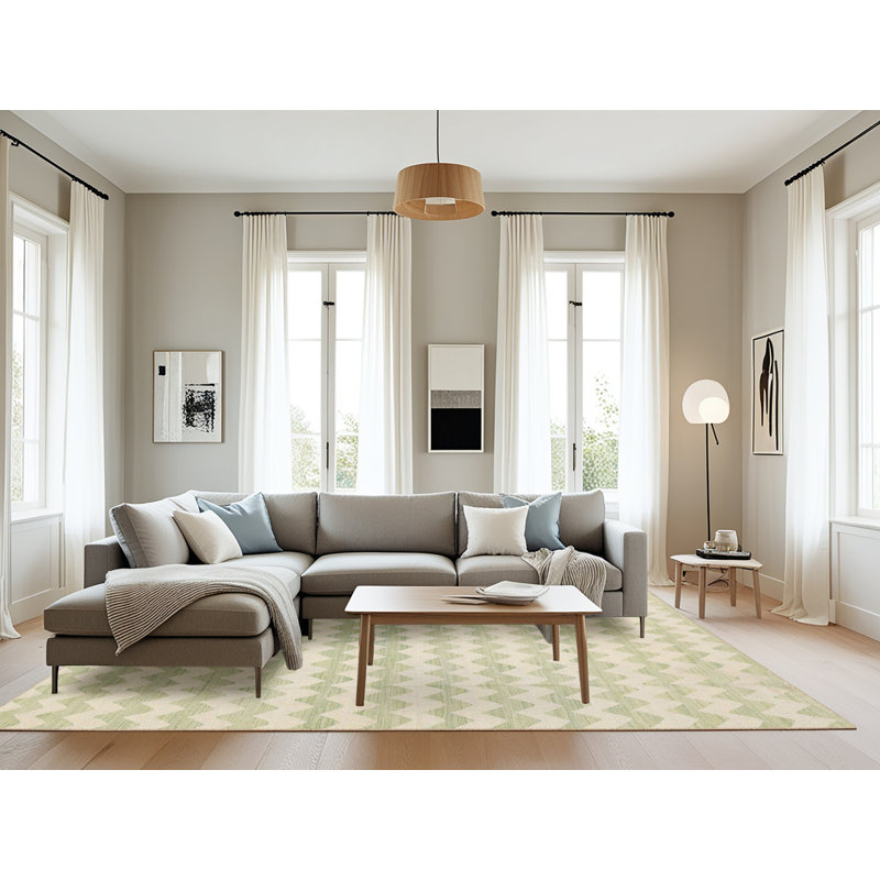 Tapis à chevrons beige / gris, Rectangle 8 pi x 10 pi