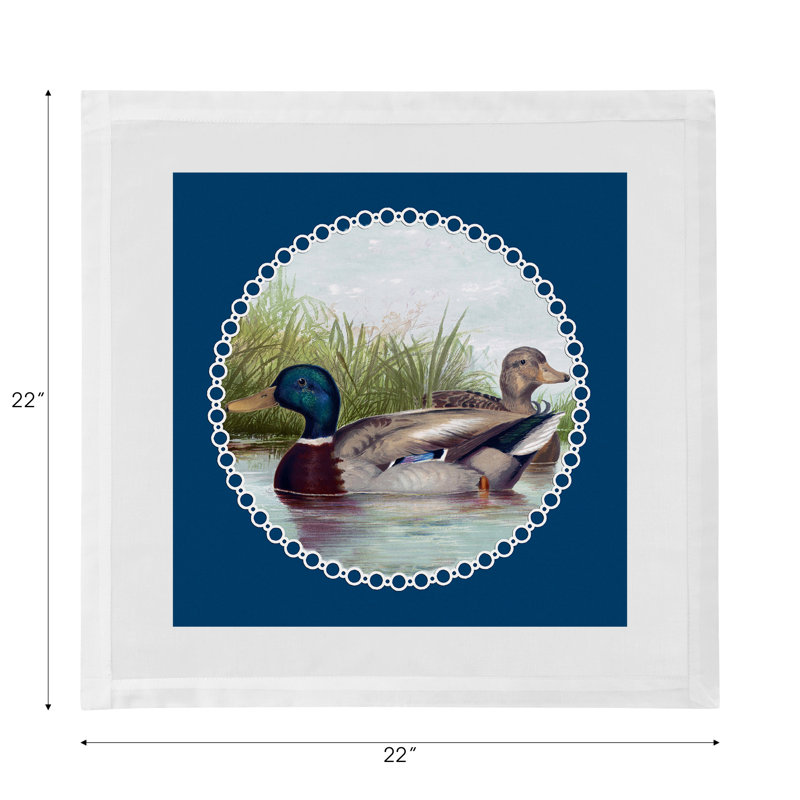 English Duck Pond Cotton Sateen Dinner Napkins, Blue