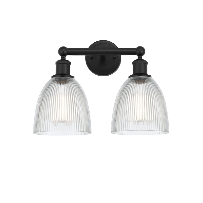 Éclairage pour meuble-lavabo à 2 lumières 15 pouces Philomene, Noir mat, Transparent