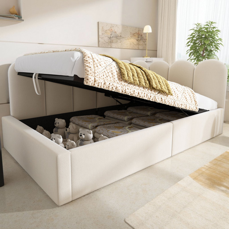 Velvet Upholstered Daybed with Hydraulic Storage - Twin Size Ottoman Sofa Bed with Metal Slatted Frame, Space-Saving Design for Small Rooms & Guest Spaces (78.7" L)