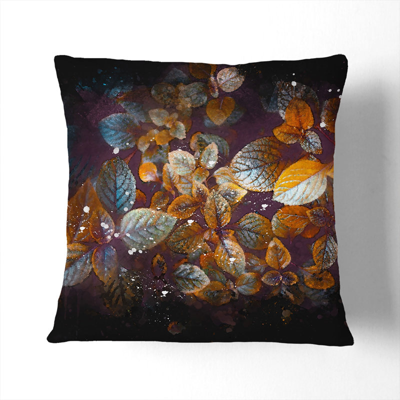 Pretty Leaves Cushion with Filling, Stone, 40cm H x 40cm W x 15cm D