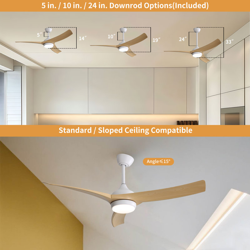 AuraVista Lite 52 in. Reversible Ceiling Fan with LED Light and Remote, Oak/White