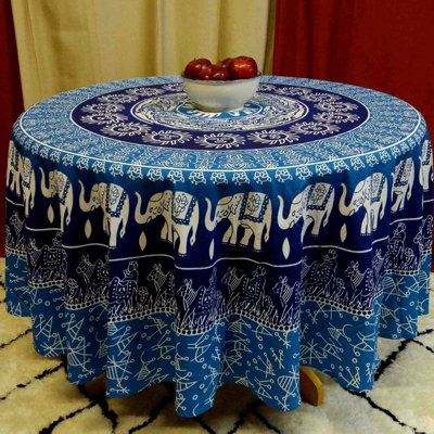 Mntsur 100% Cotton Elephant Tablecloth