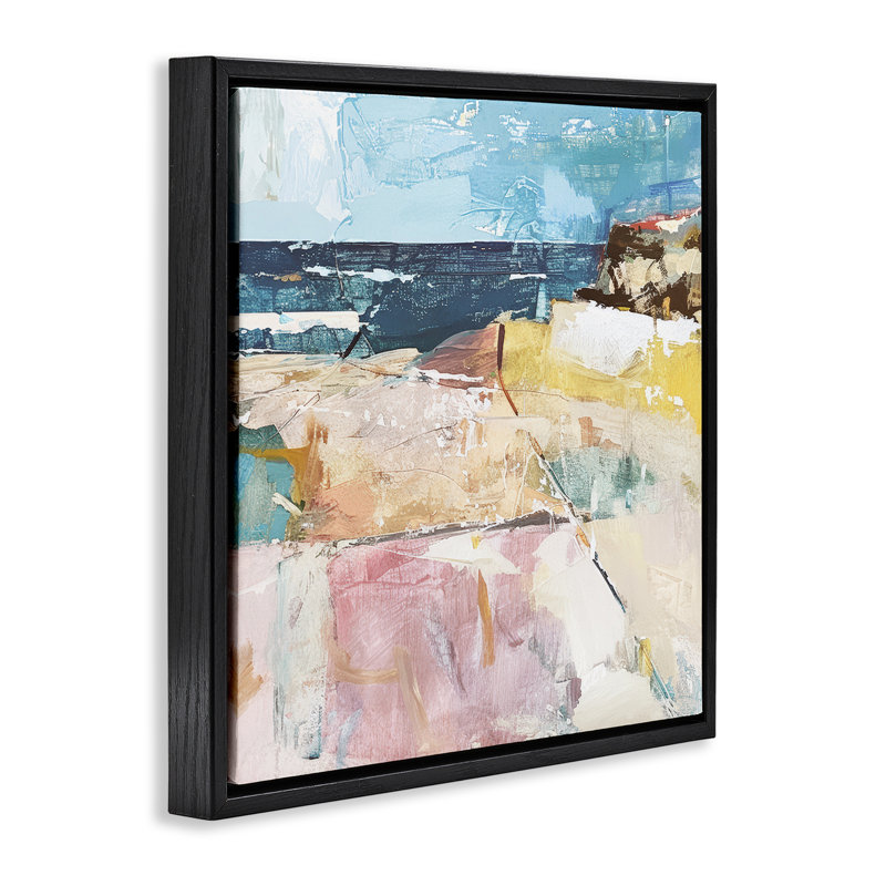 Cadre flottant Modern Echoes of Light, design par Raymond Powers, Cadre flottant noir de jais, H 18 po x l 18 po
