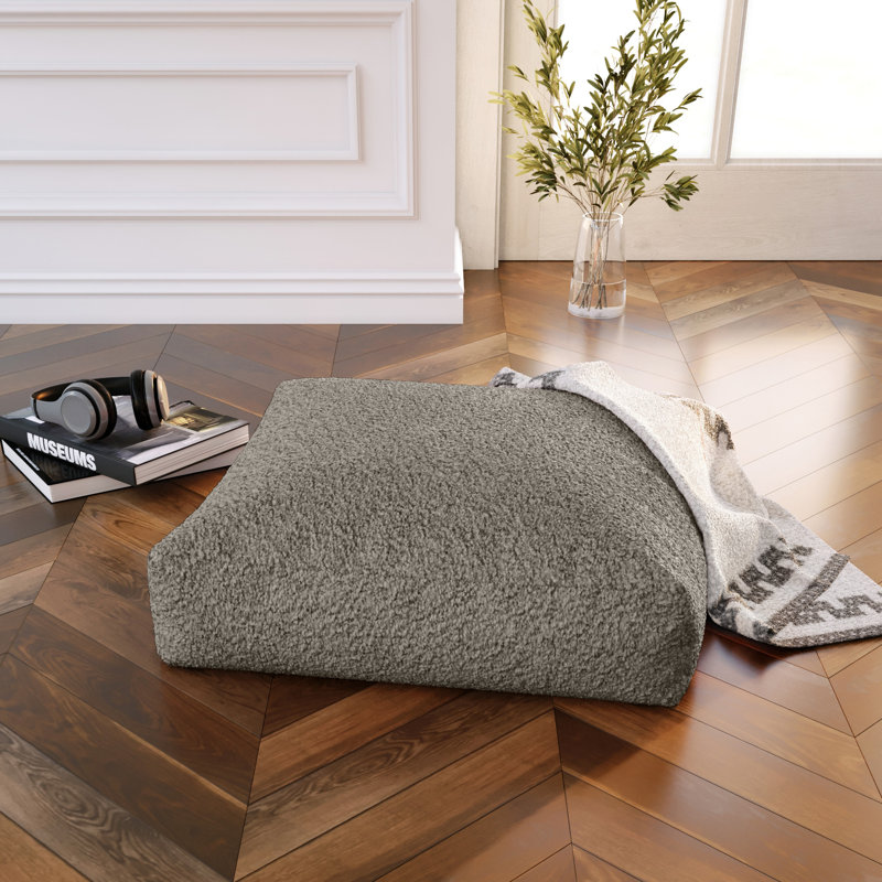  Grand coussin décoratif / coussin de yoga méditation, faux agneau Shearling, Sherpa fumée