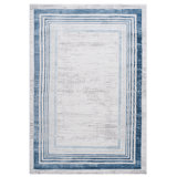 LOOM & LUXE Collection 6 Blue/Ivory/Bordered Non-Shedding Area Rug