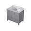 Meuble-lavabo gris patiné 36 po X P 22 po D, excentré à droite et plateau en marbre de Carrare