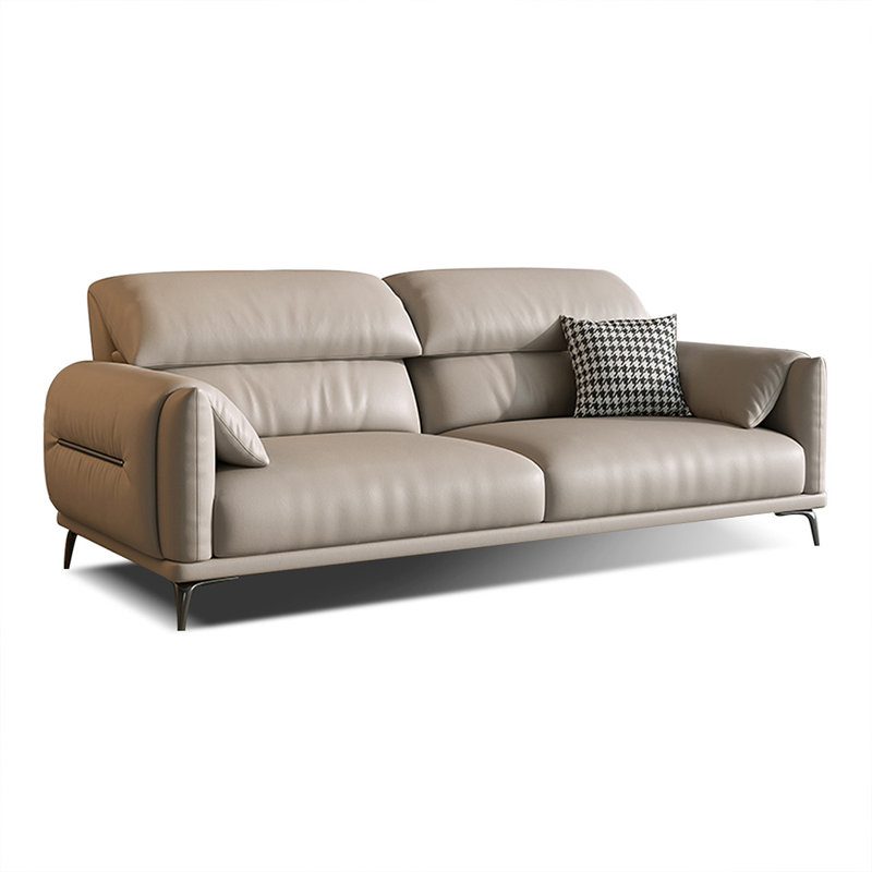 Causeuse-coussin standard en cuir véritable gris, H 32,68 po x l 74,8 po x P 36,61 po
