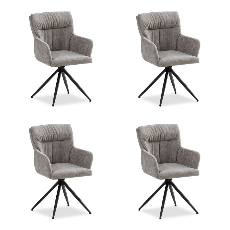 Hearston Linen Upholstered Dining Chair in Grey, 4