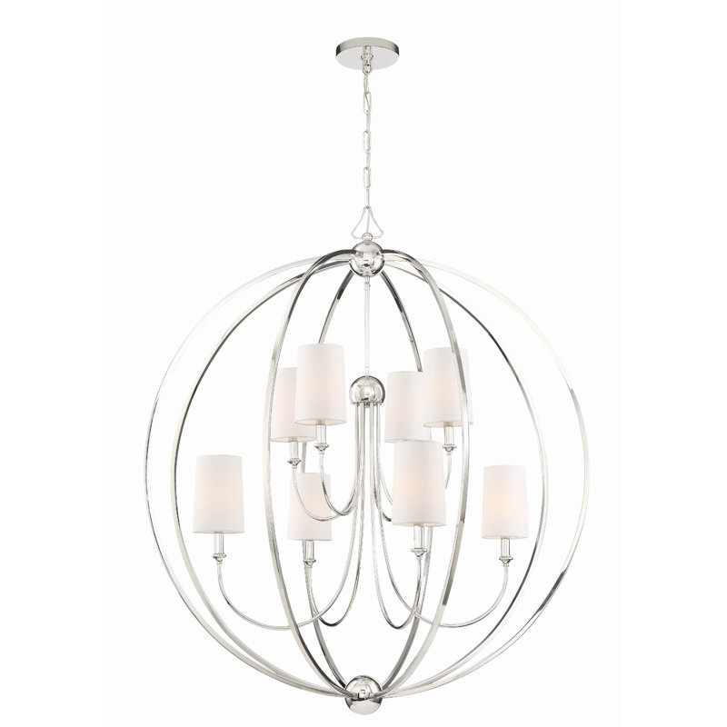 Lustre en forme de globe à 8 lumières Sylvan, Nickel