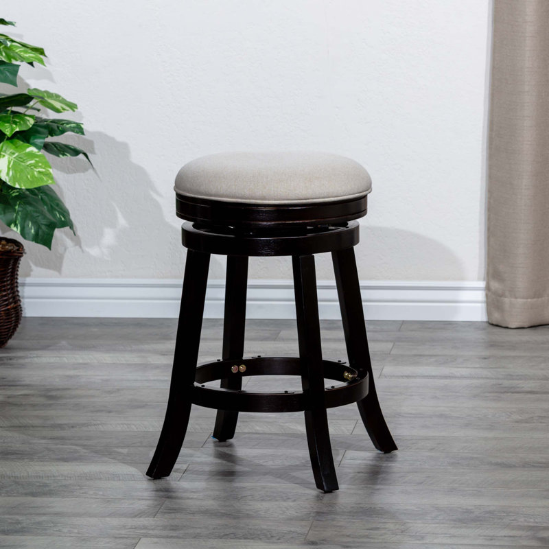 Tabouret 30 ", finition espresso, siège en tissu beige
