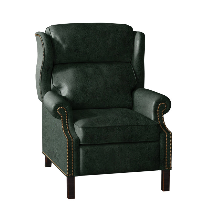 Fauteuil inclinable présidentiel, Naturel français, Plantation, Cuir véritable vert forêt d'Anilina