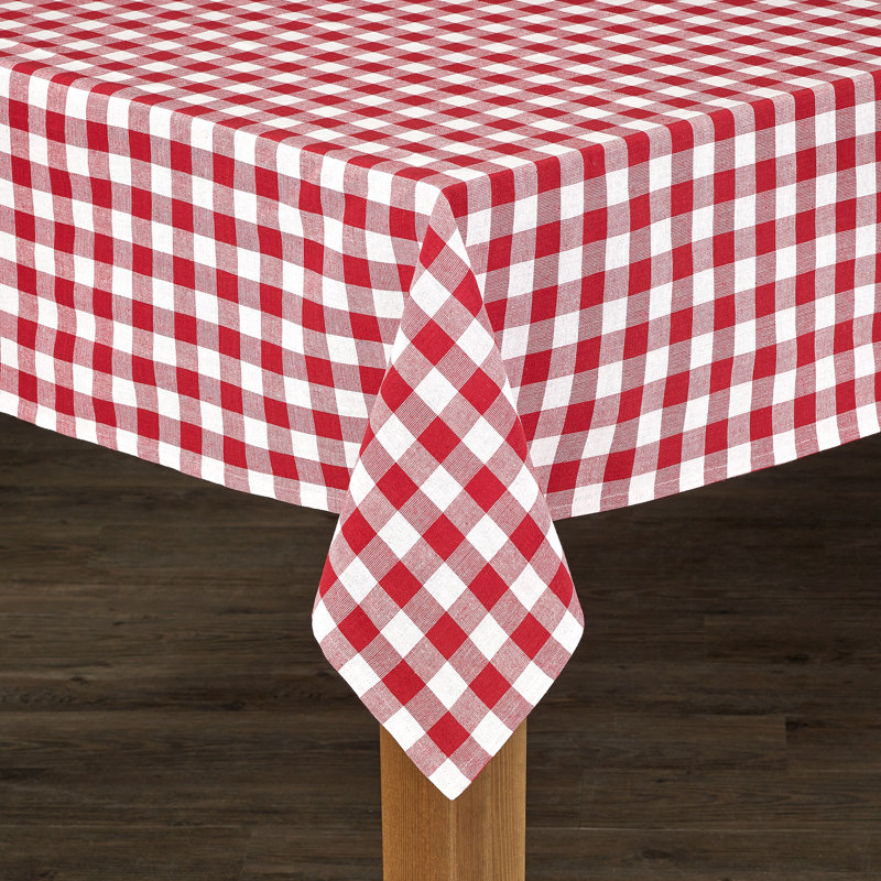 Andreas Gingham 100% Cotton Square/Oval Tablecloth, 60" W x 104" L, Red