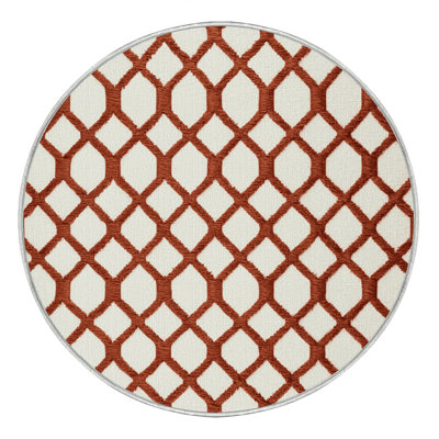 Machine Washable Trellis Beige Area Rug
