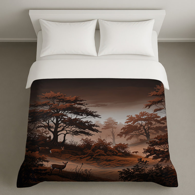 Housses de couette Misty Forest Deer, Lit simple