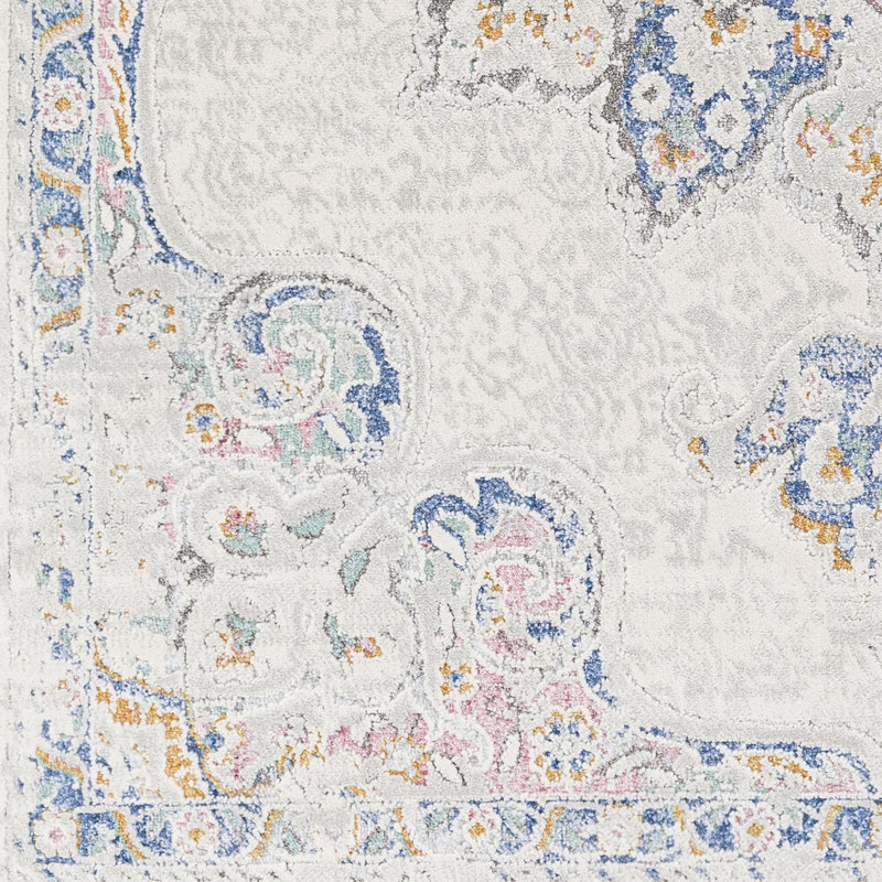 Didmarton Oriental Blue/Pink/Gray Area Rug, Rectangle 7'10" x 10'