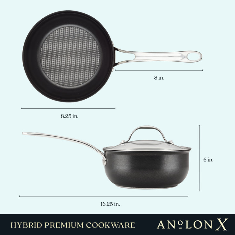 Anolon x Hybrid Nonstick Induction Saucier Pan with Lid 2.5-Quart