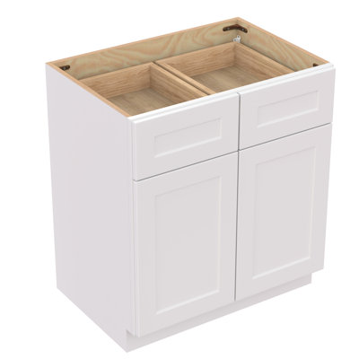 White Freestanding Base Cabinet, 33" W X 34.5" H 24" D, Multifunctional Storage For Garage Or Bathroom, Solid Wood, Easy To Clean Cabinet Laundry And Lounge, Construction, - Click Installation, Rubber
