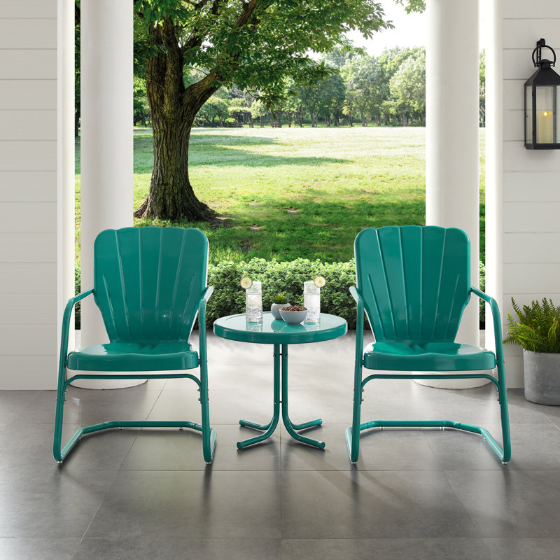 Burley Outdoor Conversation 3 Piece Seating Group, Turquoise Gloss