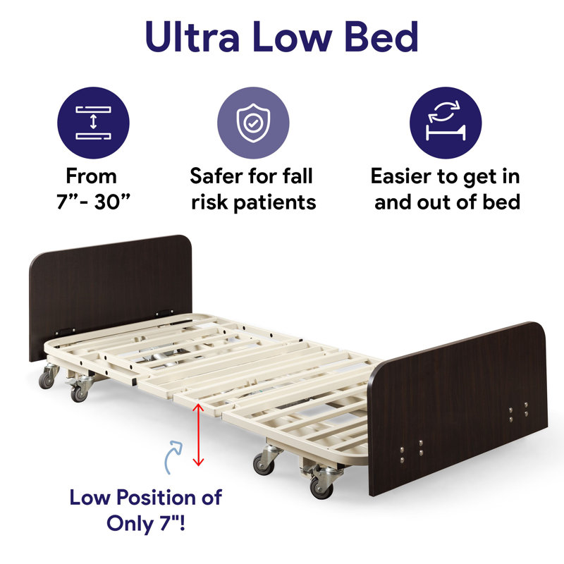 Mahogany Adjustable Full Electric Hospital Bed with Safety Rails