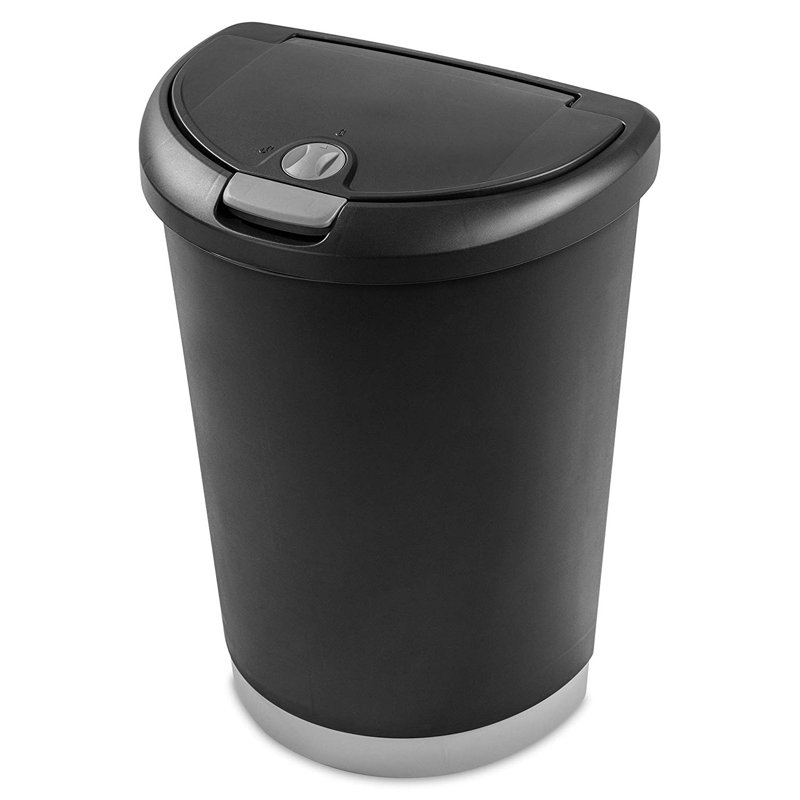 Sterilite 12.3 Gallon Locking TouchTop Wastebasket w/ Titanium Lock