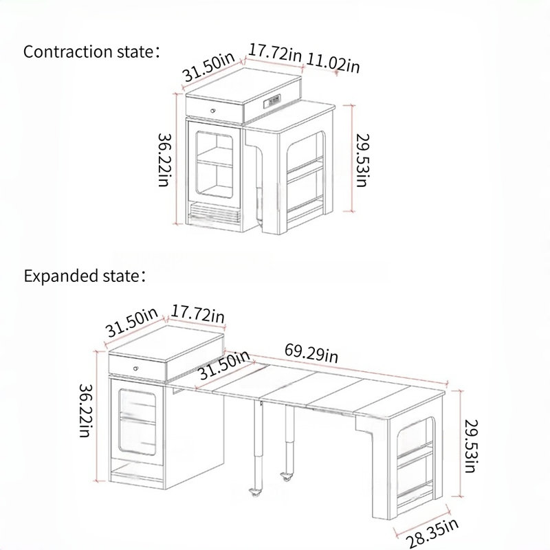 Table de salle à manger moderne, simple et extensible
