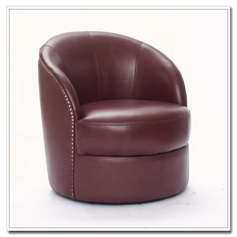 Fauteuil d'appoint pivotant en cuir, Noir rouge