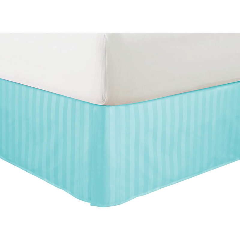 Jupe de lit simple à rayures 14 po Simple Elegance, Aigue-marine, Double