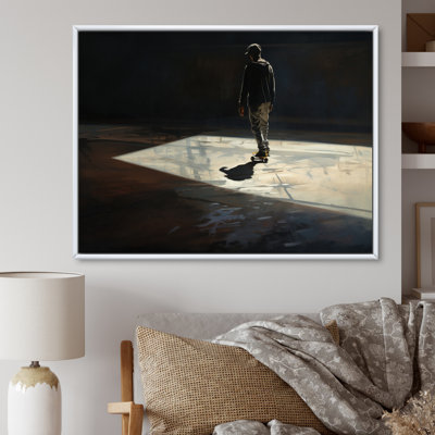 Skateboard Street Shadows - Skateboard Framed Wall Art