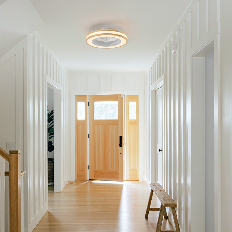 Ventilateur de plafond plafonnier encastré 19,5 "à 3 lumières à DEL à grain variable moderne avec télécommande