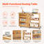 Folding Sewing Table with Lockable Wheels Storage Shelves Trays Door Wood Colour-109309417