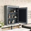 Armoire de salle de bain murale 24 po x 27 po avec miroir, teinte grise, tablette réglable pour miroir de rangement 27 po et fonction d'économie d'espace-1272916284