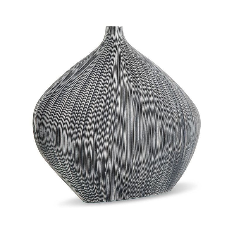Gray Asymmetrical Polyresin Decorative Vase, 16 Inch