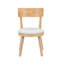 Ensemble de 2 chaises de salle à manger rembourrées modernes, bois d'hévéa, naturel et beige